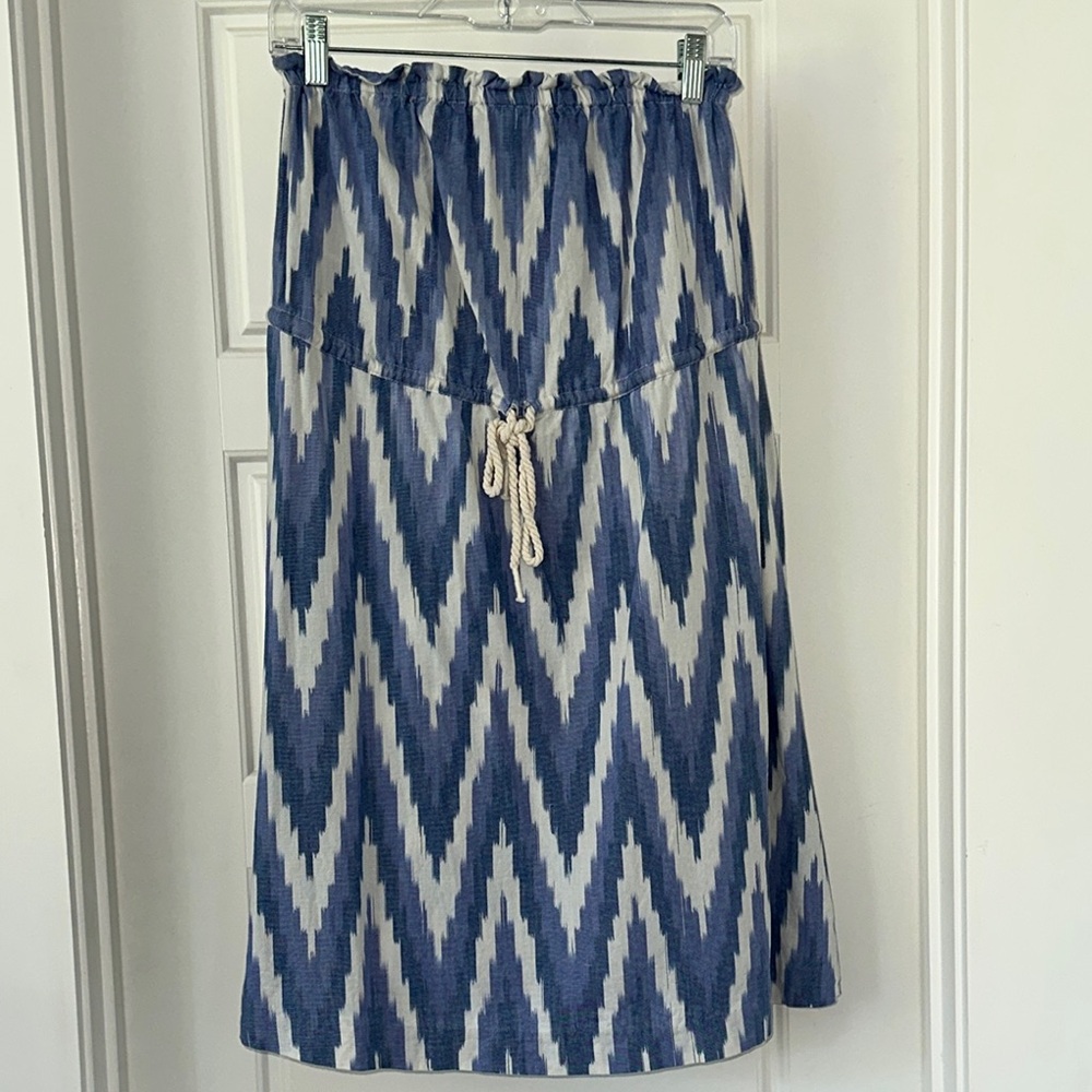 GAP Blue and White Smocked Midi Skirt for Resort Wear